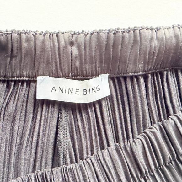 Anine Bing Billie Pant Black Pleated Satin Size Small Party Cocktail NYE Holiday - Picture 5 of 9